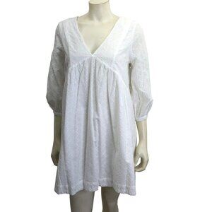 $98 EVERY WHITE EYELET SHIFT 3/4 SLEEVE DRESS XSM NEW WITH‎ TAG